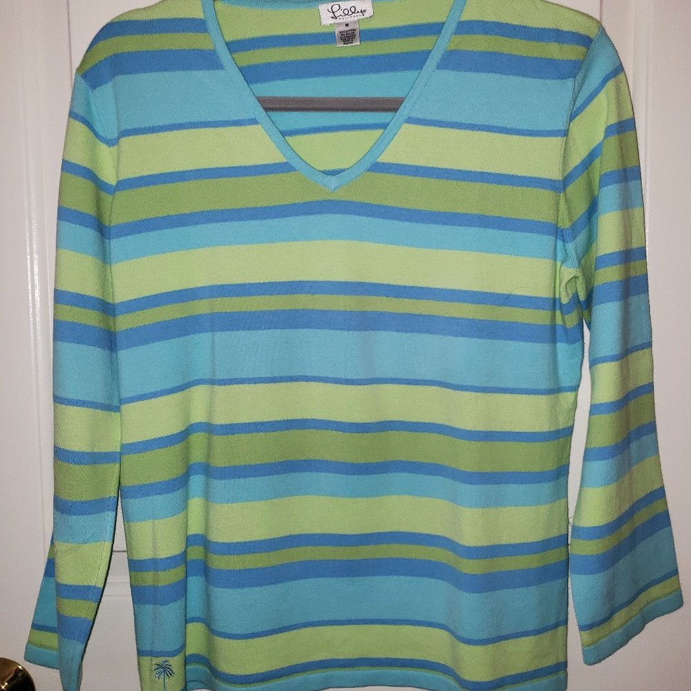 Lilly Pulitzer Striped V-Neck Sweater size M